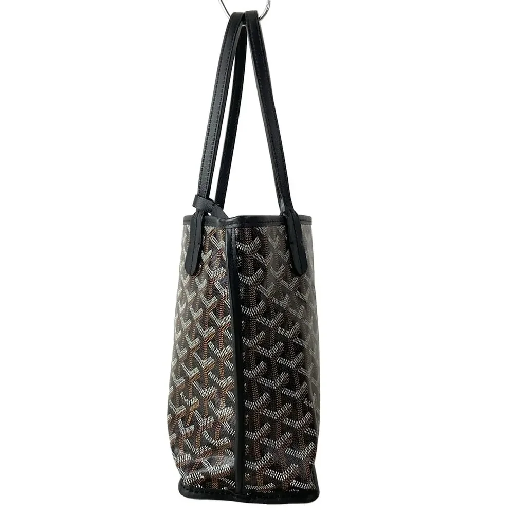 Goyard Ange Mini Handbag Black Dark Brown White chevroche calfskin Canvas